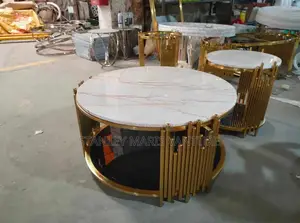 Royal Marble Center Table With 2 Side Stools