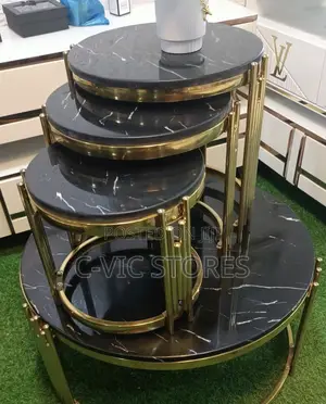 Marble Top Center Table With Side Stool
