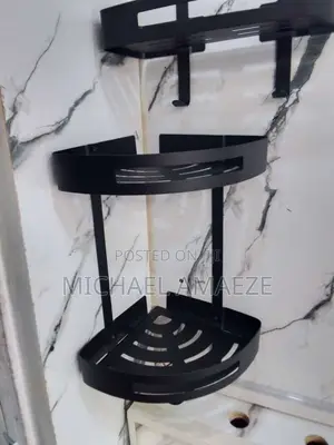 Black Double Bathroom Shelf