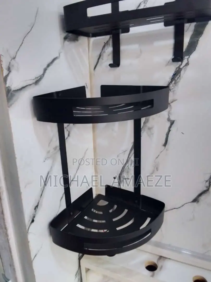 Black Double Bathroom Shelf