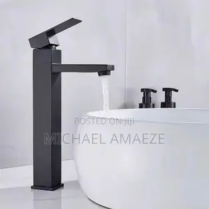 Long Black Basin Mixer Tap