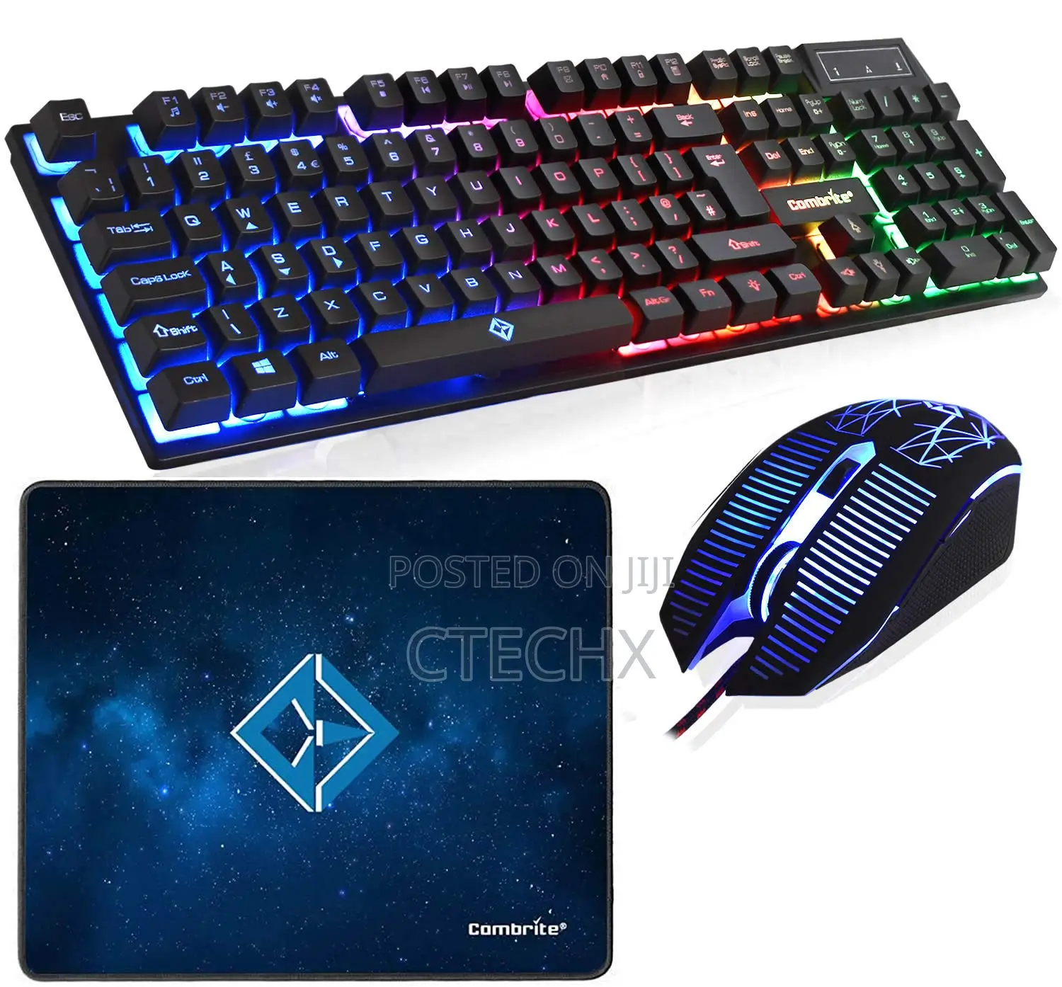 Combrite Raptor Gaming Keyboard and Mouse Set With Mouse Pad