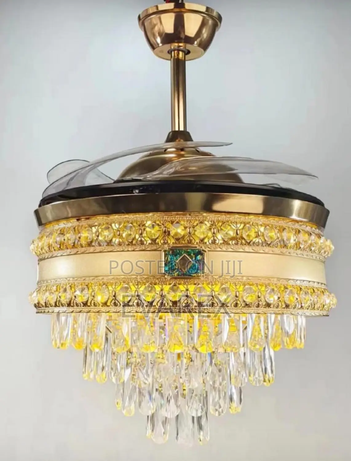 Portable Crystal Chandelier Light With Fan