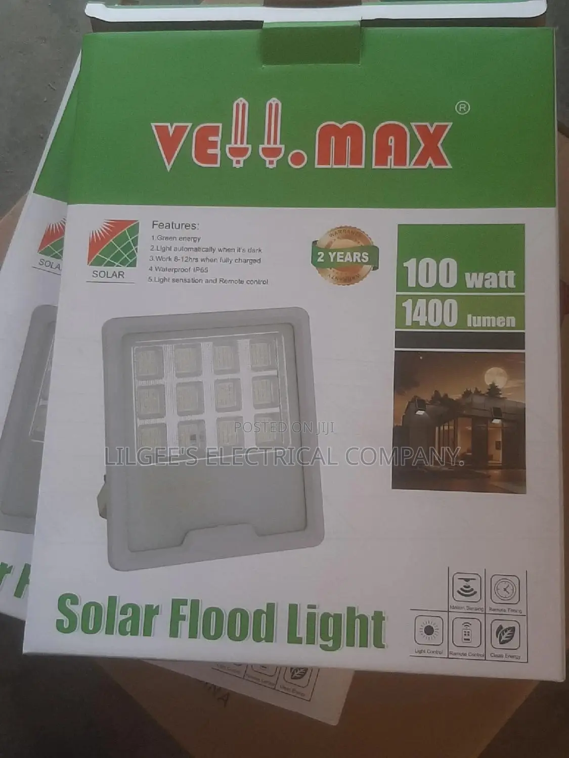 Original Vellmax Solar Flood Light With Remote Control