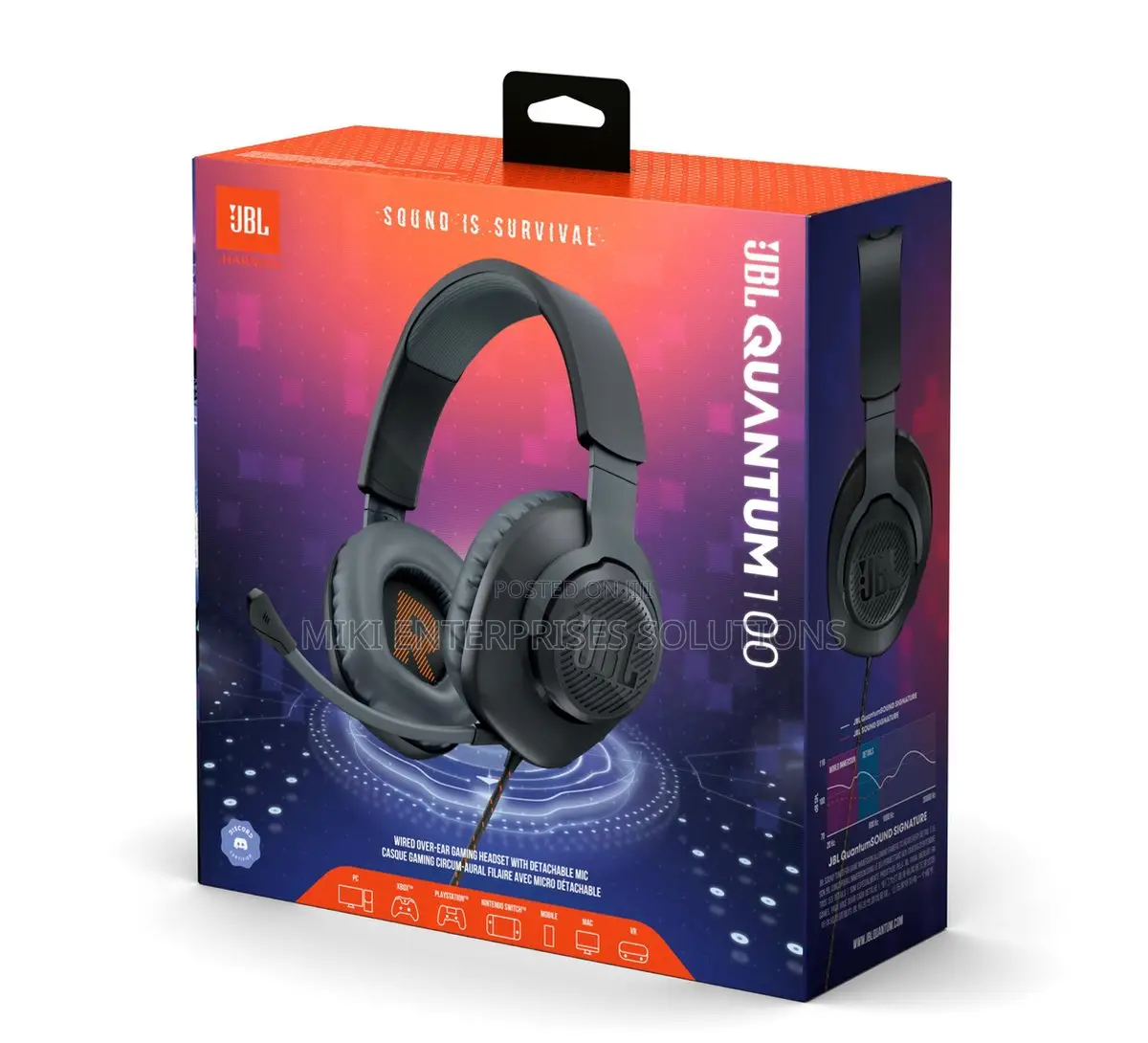 JBL Quantum 200 Wired Over-Ear Gaming Headset With Flip-Up B