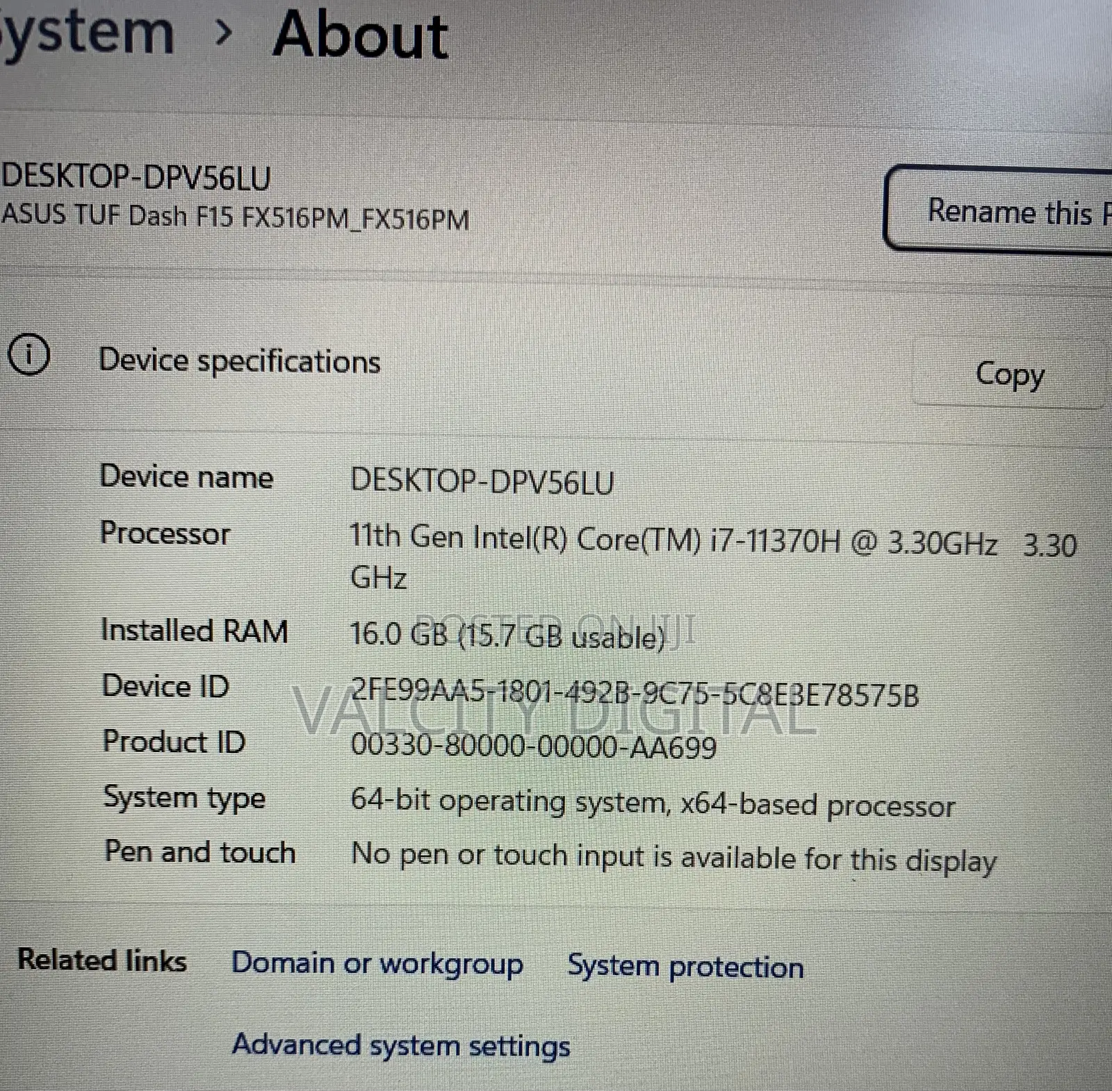 Laptop Asus TUF Dash F15 16GB Intel Core I7 SSD 512GB