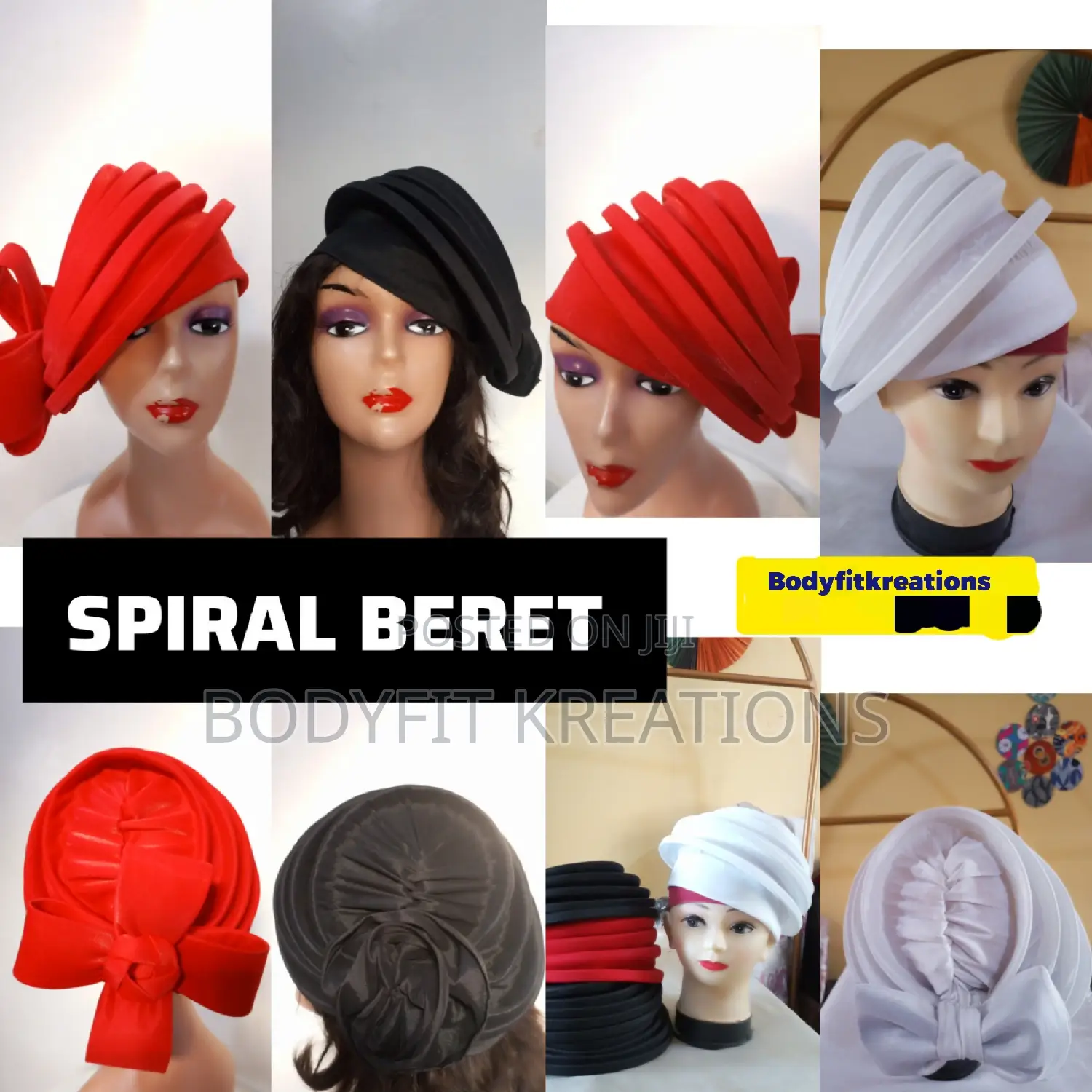 Trending Spiral Zara Beret Headwear/ Zaracaps