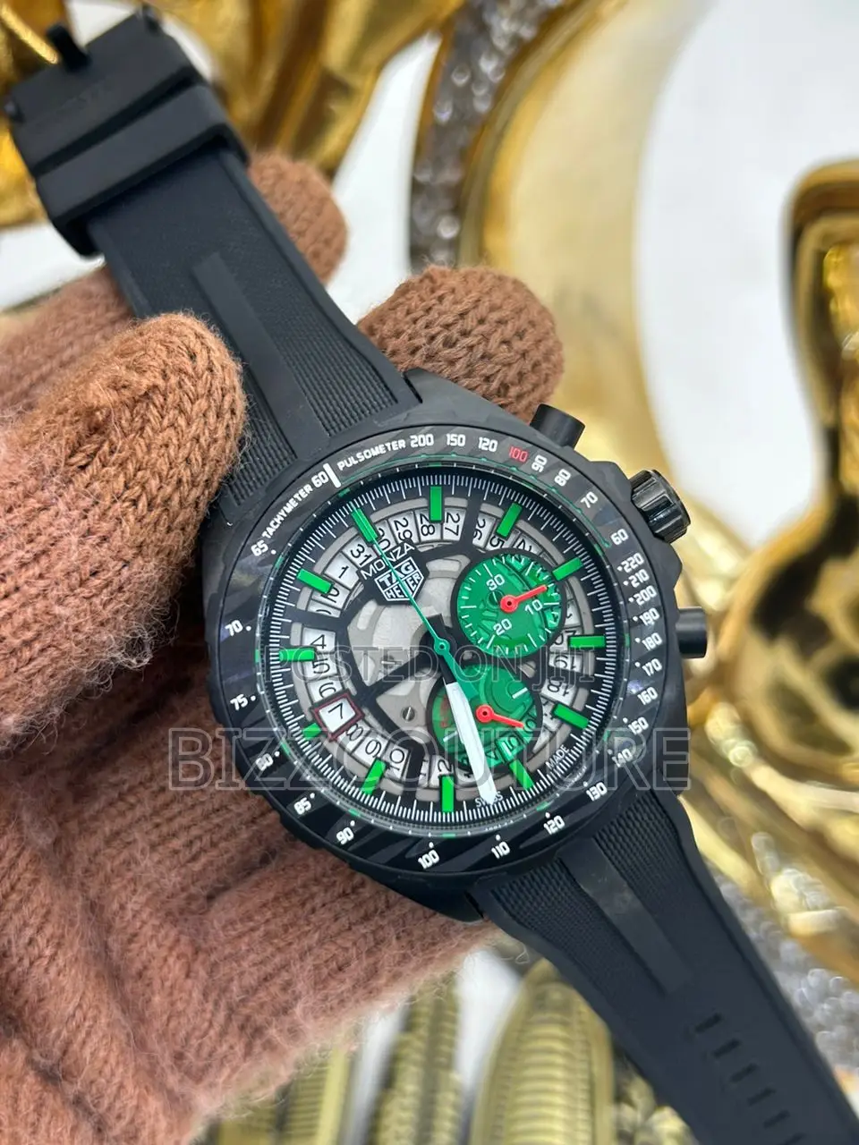 Original Tag Heuer Monza Chronograph Black Strap Watch