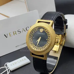 Original Versace With a Versace Dail Black Leather Watch