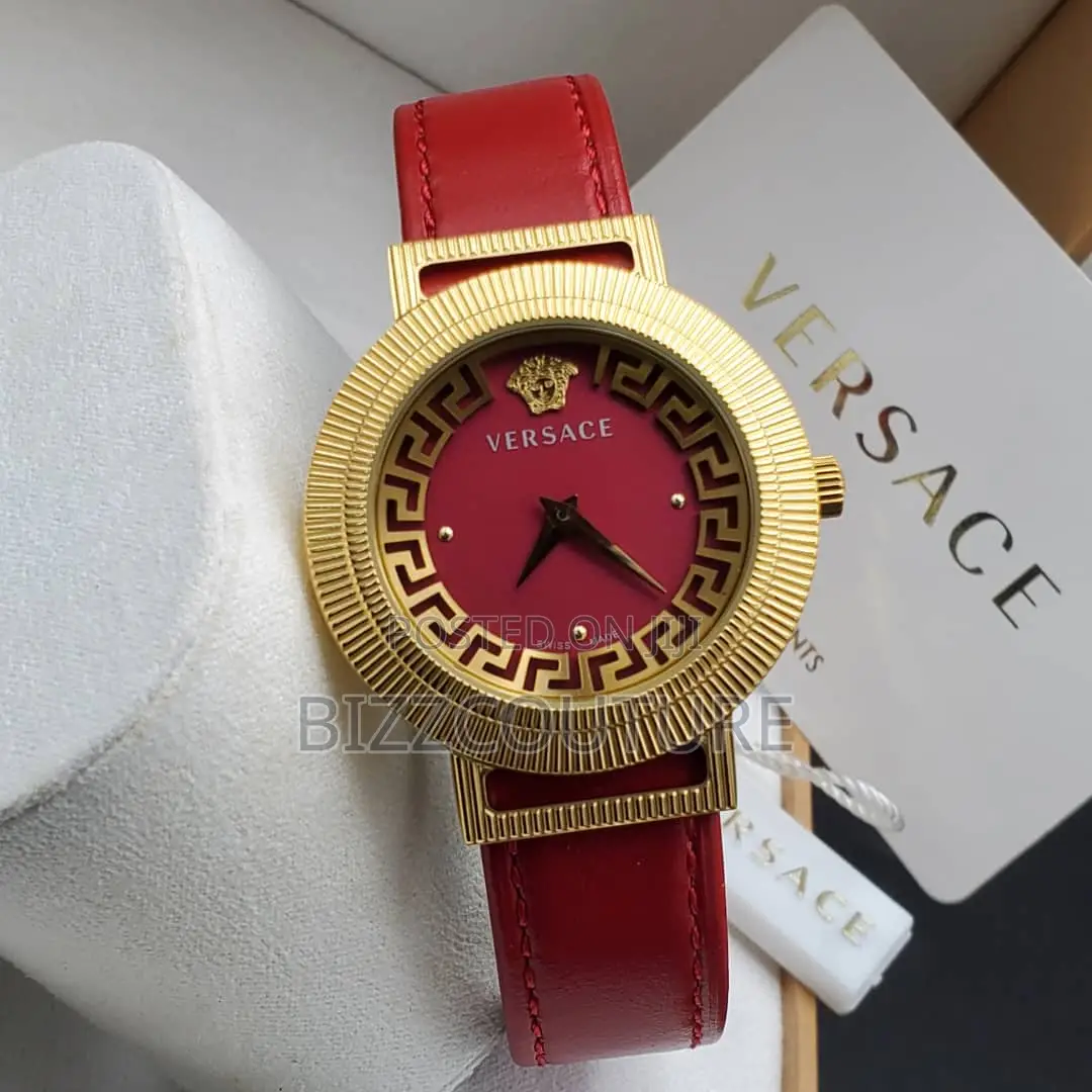 Original Versace Red Dail Red Leather Strap Watch
