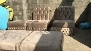 Tufted Velvet Beige Living Room Sofa
