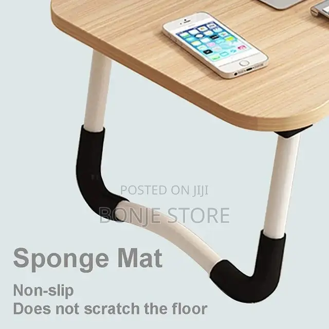 Foldable Laptop Table | Storage Drawer, Cup and Phone Holder