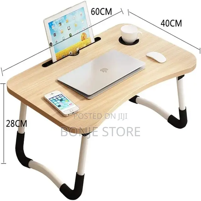 Foldable Laptop Table | Storage Drawer, Cup and Phone Holder
