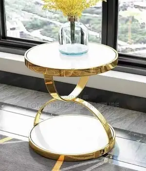 Marble White and Gold Contemporary Table