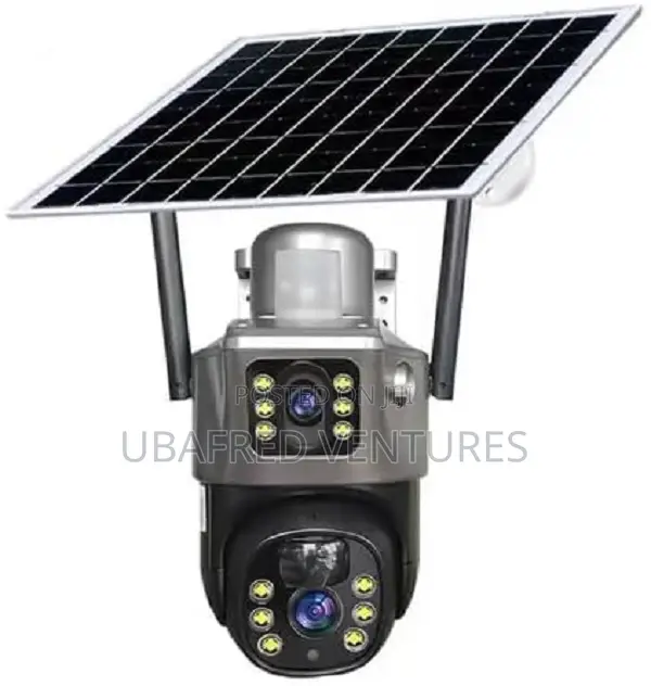 Solar Powered Alarm PTZ Security Camera Dual Lens