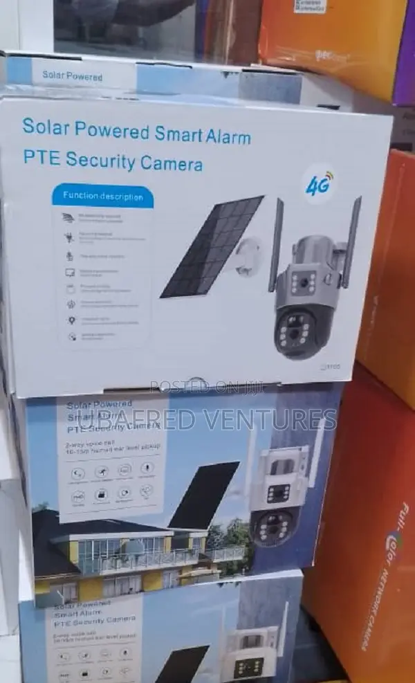 Solar Powered Alarm PTZ Security Camera Dual Lens