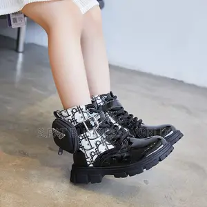 Photo - Dior Unisex ANKLE Black Boot With Side Purse ... Sizes 21-37