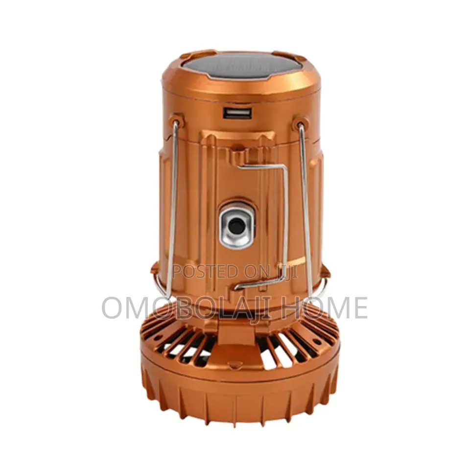 Solar Usb Rechargeable Charging Lamp With Fan