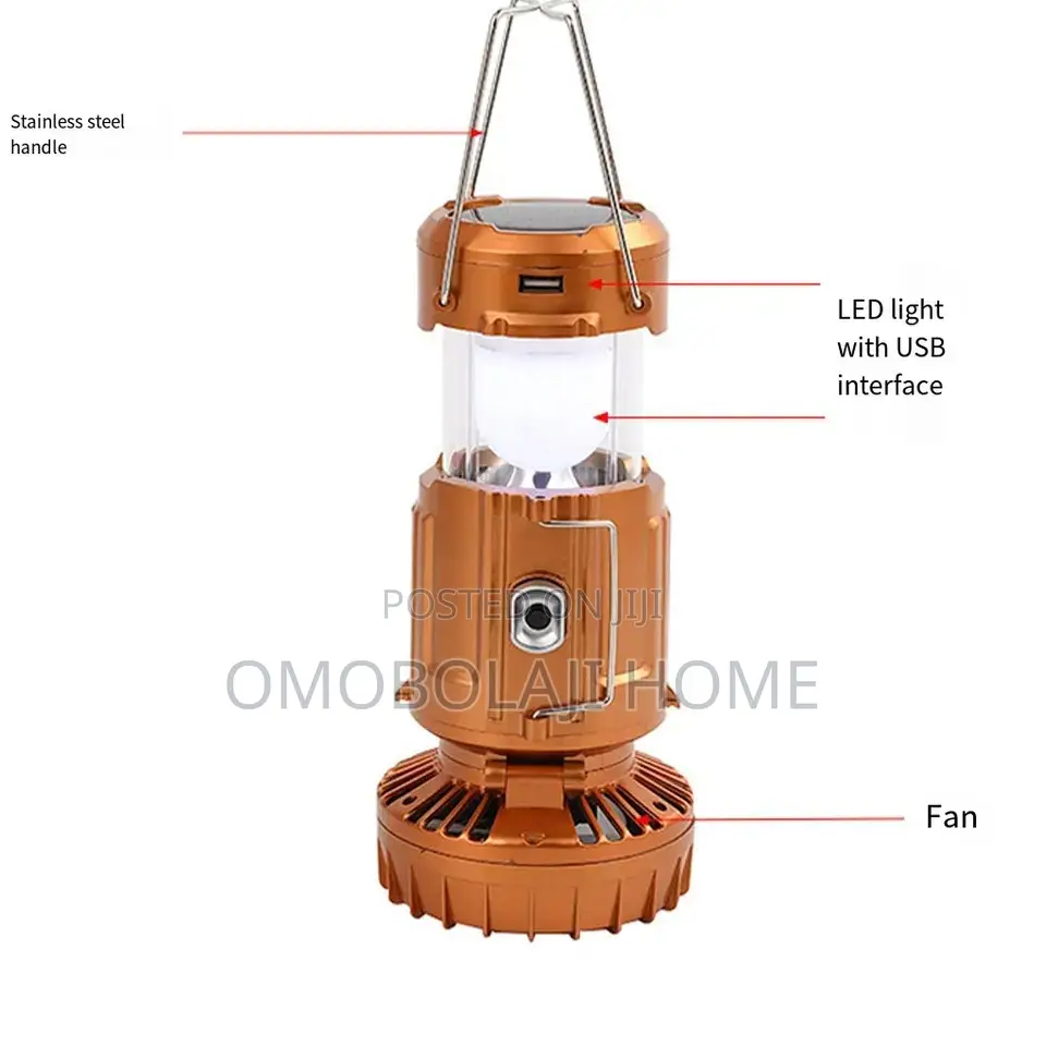 Solar Usb Rechargeable Charging Lamp With Fan