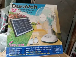 Duravolt Rechargeable Table Fan 12" With Solar Panel