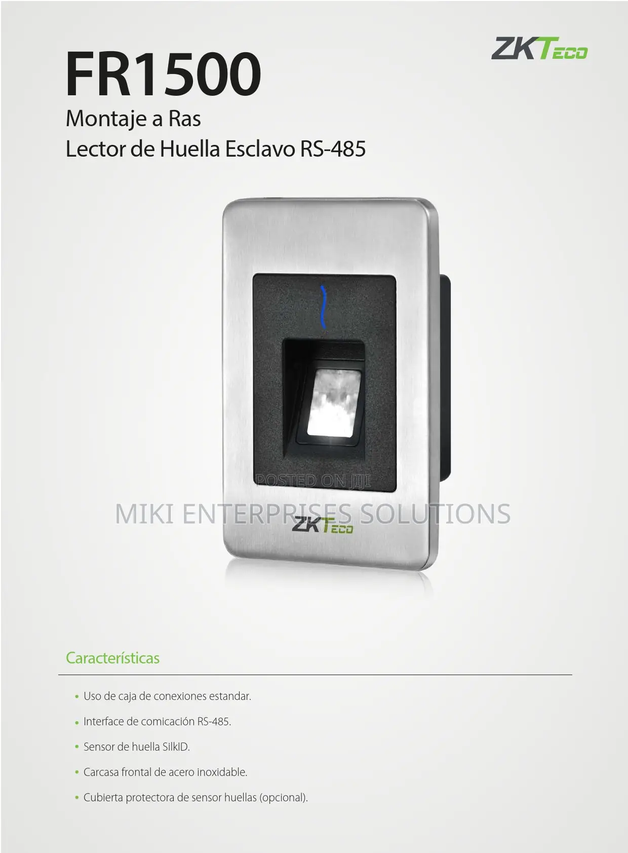 Zkteco FR1500-WP Flush-Mounted RS485 Fingerprint Reader