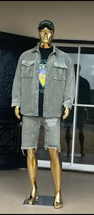 Huge Male Gold Chrome Mannequin With Face