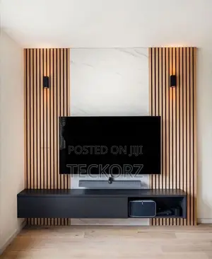 Slated TV Wall Console With TV Cabinets