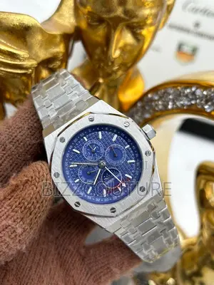 Original AUDEMARS Piquet Chrono Blue Dail Silver Chain Watch