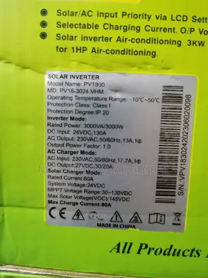 3kva 24v Hybrid With 80ahs MPPT Inbuilt Charger Controller
