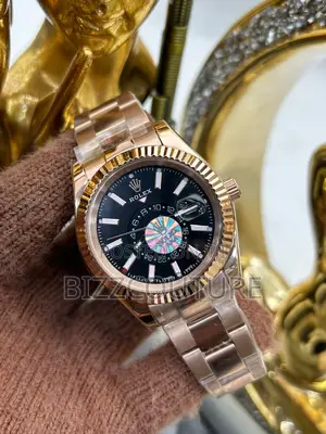 Original Rolex Chronograph Black Dail Gold Chain Watch
