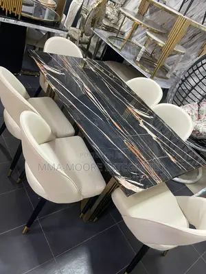 6 Seaters Marble Top Dinning Table Set