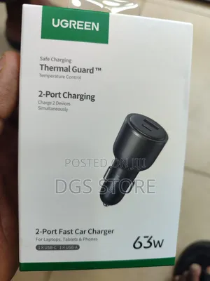 Ugreen 2 Port Fast Car Charger 63w