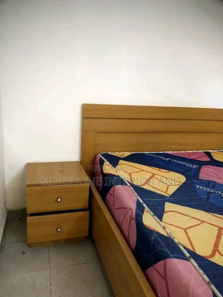 Hq MDF Bed Frame With Two Bedside Frames With Drawers
