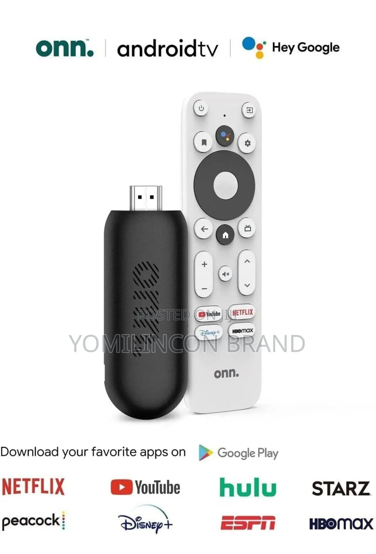Onn Android TV FHD Streaming Stick With Remote Control