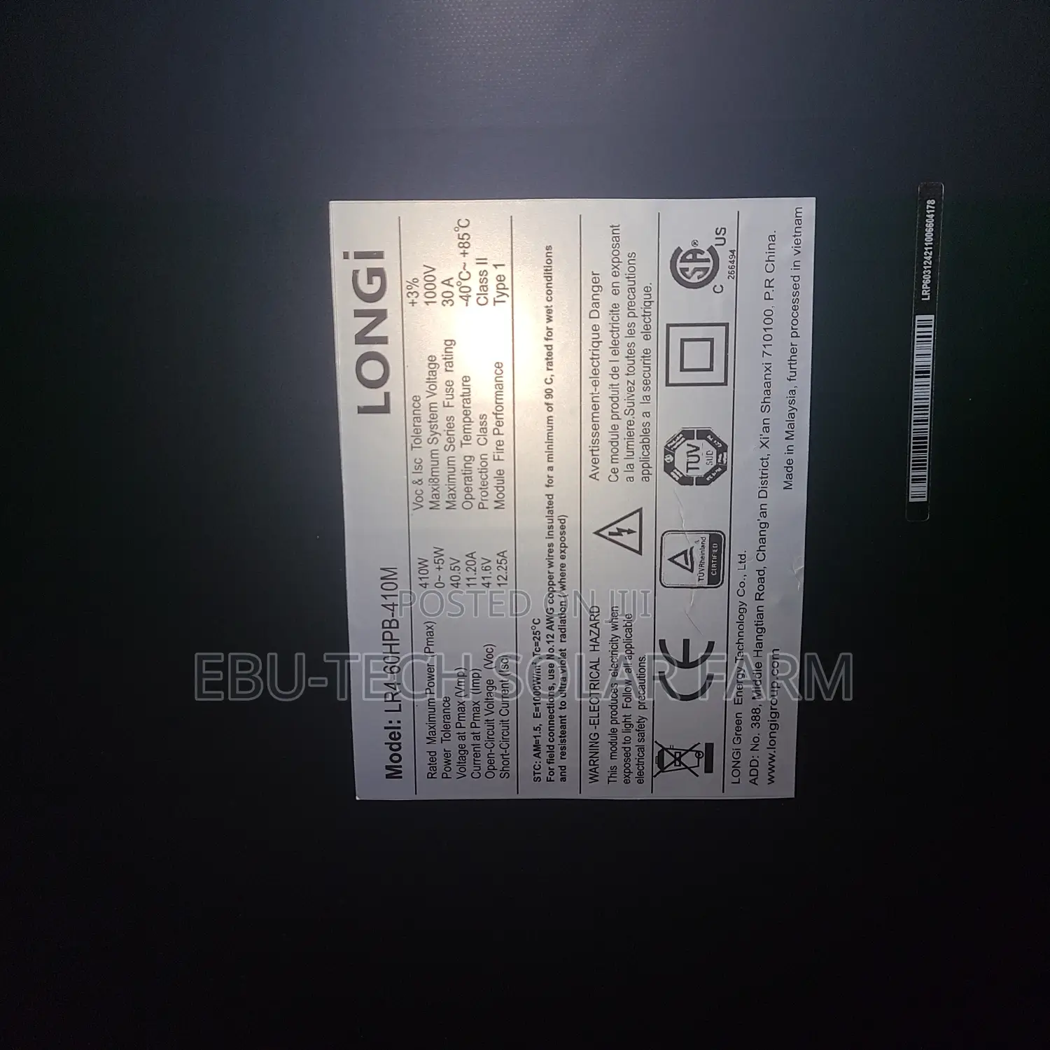 Longi Solar Panels 410w All Black