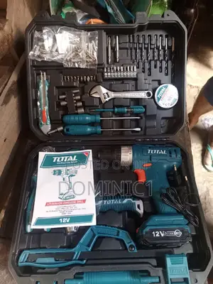 Total Cordless Battery Drill 12v With Tools 128 Pieces