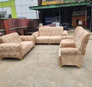 Full Set of Standard Upholstery Tufted Fabric Sofa Chairs