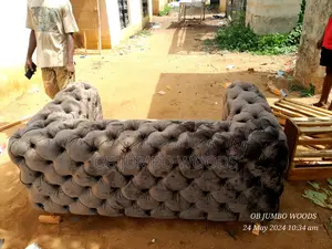 Brown Tufted Upholstery Sofa Set