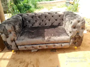 Brown Tufted Upholstery Sofa Set