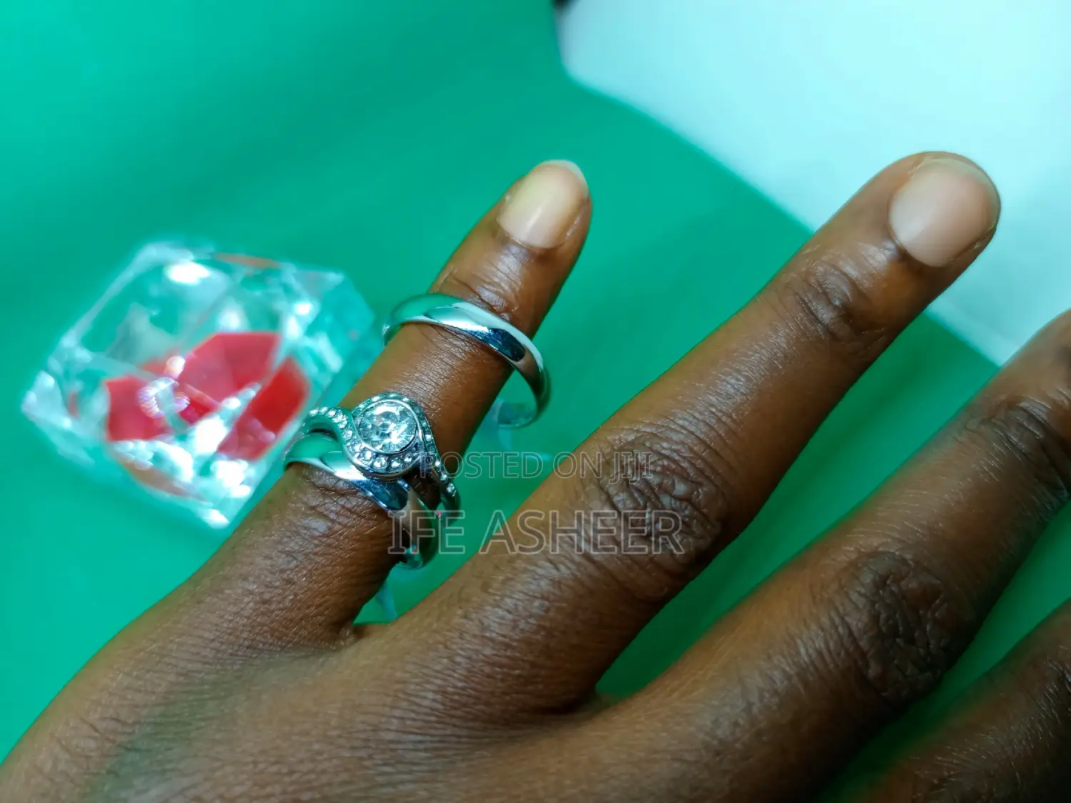 Couple's Set of Silver Wedding Ring 020