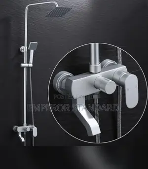 Standing Square Black Shower With Hand Shower.
