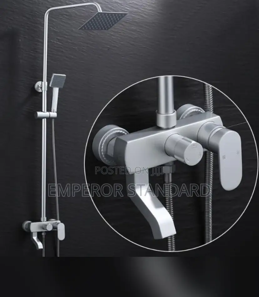 Standing Square Black Shower With Hand Shower.