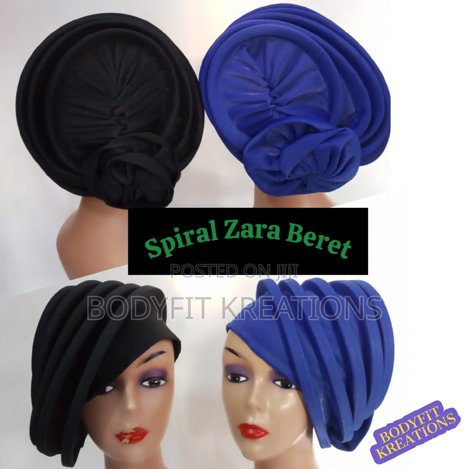 Trending Spiral Zara Beret Headwear/ Zaracaps