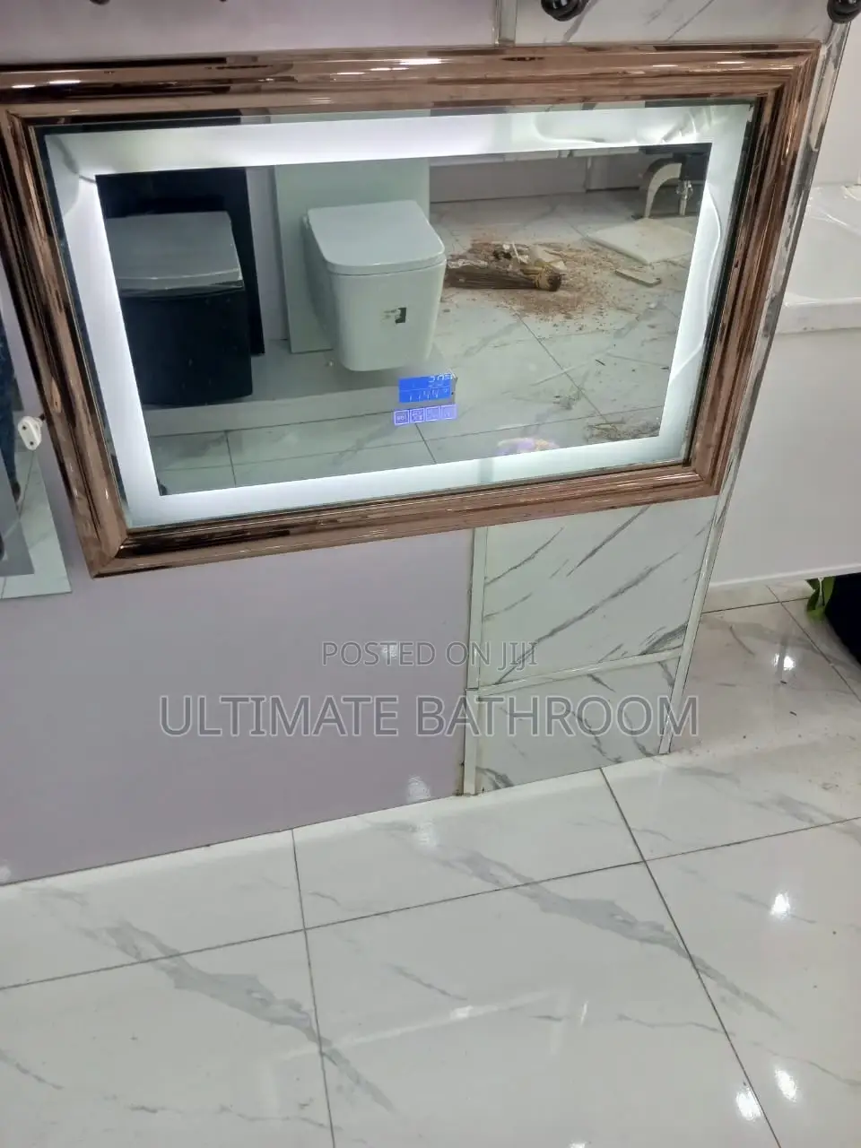 80x60 Rose Gold Horizontal Installation Led Mirror With Bluetooth