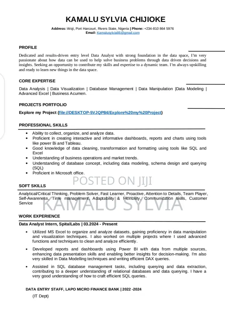 Data Analyst, Data Entry, Micro Soft Office Computeroperator