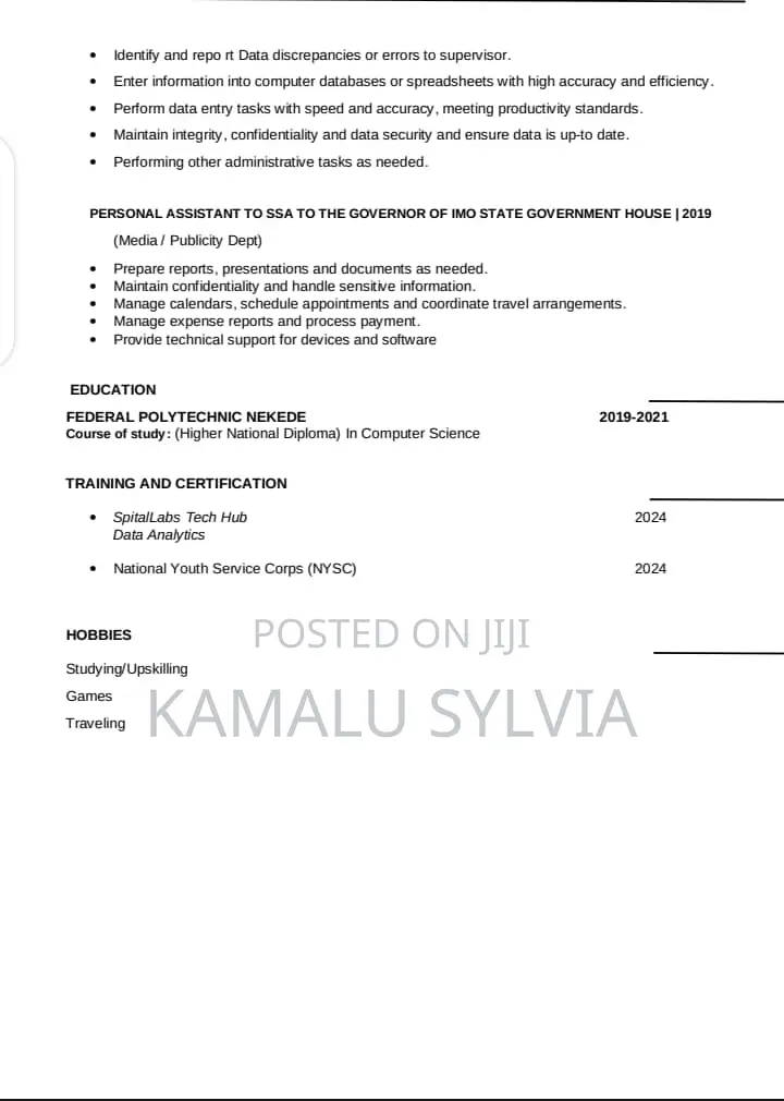 Data Analyst, Data Entry, Micro Soft Office Computeroperator