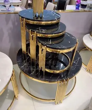Luxury Glass Center Table With 3-in-1 Side Stools