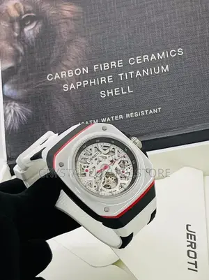 Automatic Engine Luxury Jeroti Rubber Strap Wristwatch