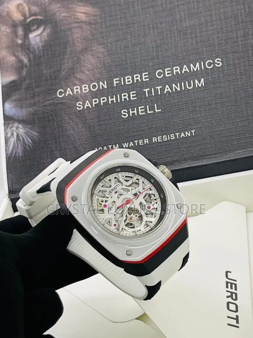 Automatic Engine Luxury Jeroti Rubber Strap Wristwatch