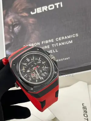 Automatic Engine Luxury Jeroti Rubber Strap Wristwatch